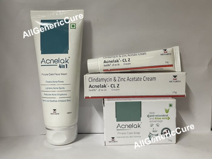 acnelak soap, cream clz, face wash combo